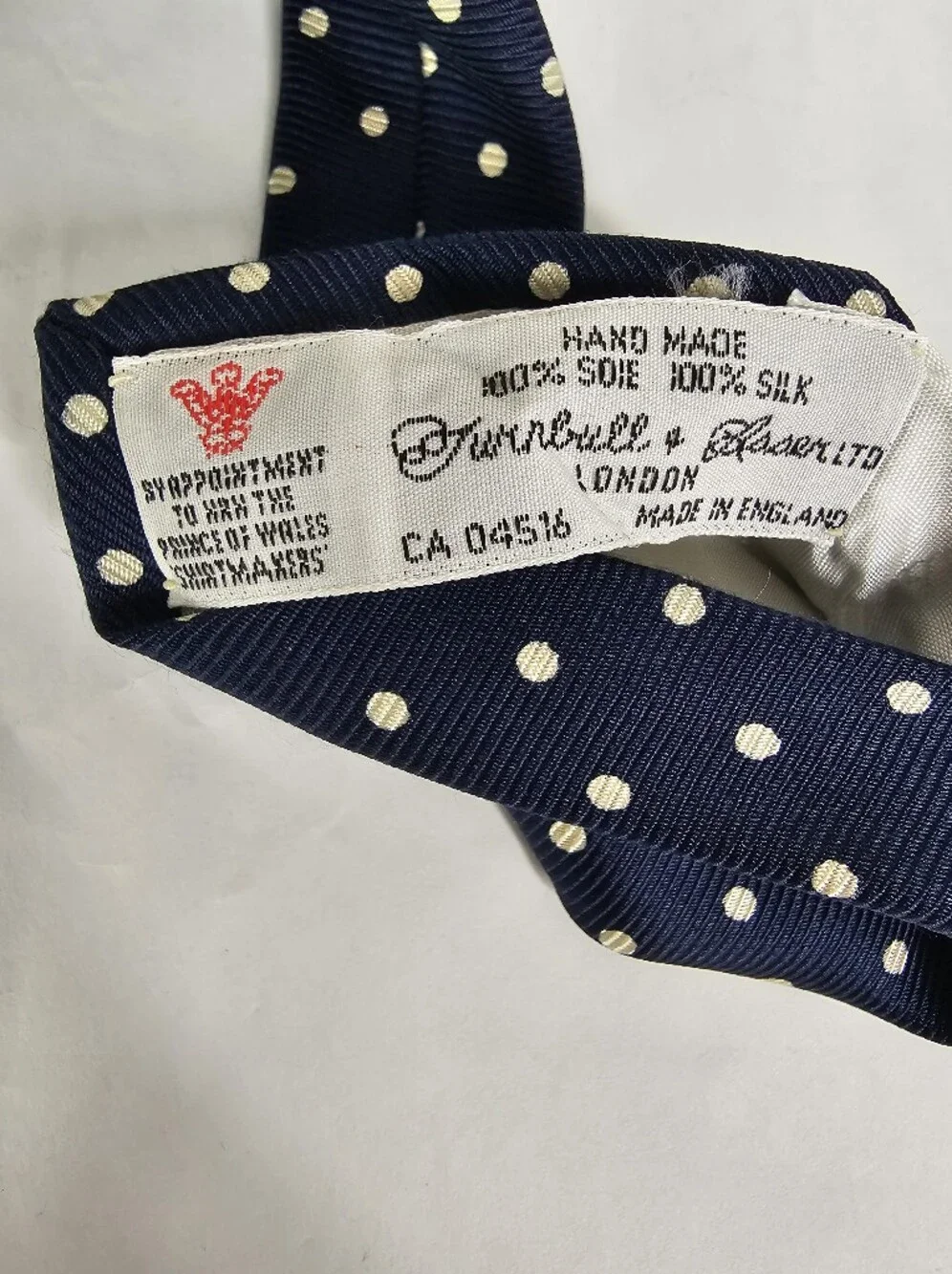 Turnbull & Asser Navy Cream Polka Dot 100% Silk Tie British Luxury - Picture 6 of 7